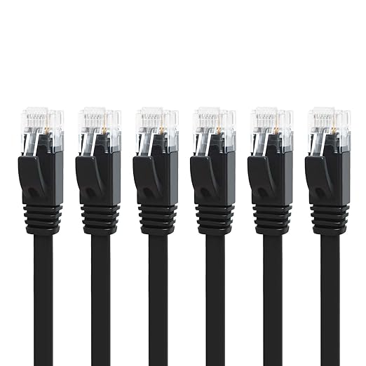 Yauhody CAT 6 Ethernet Cable 15ft 6-Pack Black, High Speed Solid Flat CAT6 by Yauhody