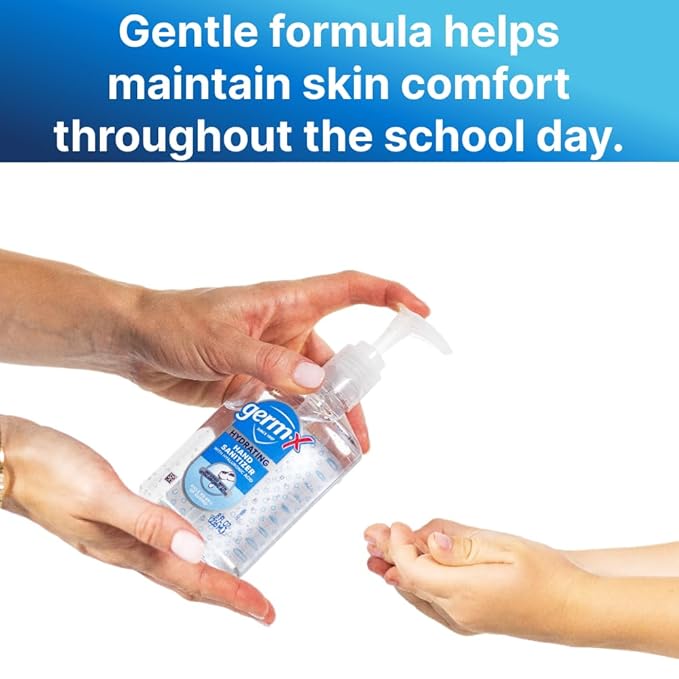 Germ-X Hand Sanitizer, Hydrating with Hyaluronic Acid, 8 Fl Oz Pump (Pack of 6) Instant & No Rinse Formula for All Skin Types, Back to School Supplies, Formulated without Parabens, Phthalates & Dyes