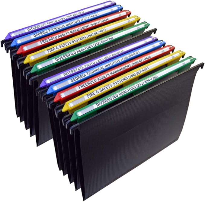 Ultimate Office MagniFile Hanging File Folders V Base Letter Size with 11 inch Magnified Indexes That Double The Size of Your File Titles to Find Files Fast. (Set of 10 Assorted)