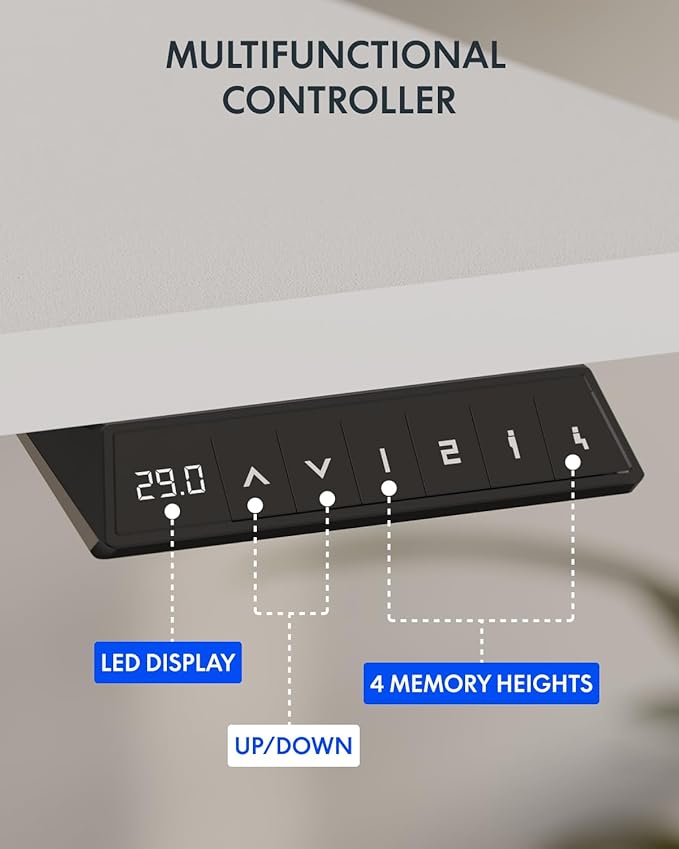 FLEXISPOT 63 x 32 Inch Large Standing Desk, Stand Up Desk with Splice Board, Rising Desks for Home Office, Office Desk with Cup Holder and Headphone Hook (White Frame + White Top, 2 Packages)
