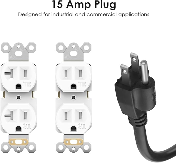 JUNNUJ Heavy Duty 20 Amp Power Strip 4800J, 16 Outlets 12 Gauge Garage Industrial Surge Protector, High Amp 5-15P Adapter Shop 6-20R T-Slot Metal Outlet, 10 FT Extension Cord Commercial for Appliance