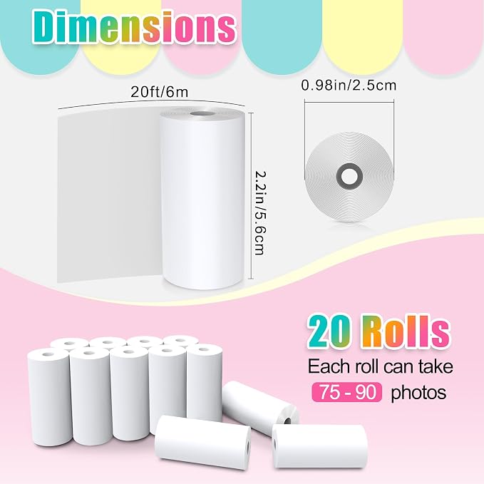 20 Rolls Instant Print Camera for Kids Refill Print Paper - Image 2