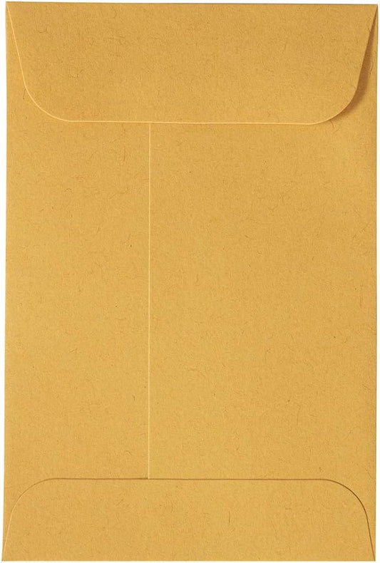 JAM PAPER #4 Coin Business Commercial Envelopes with Peel and Seal Closure - 3 x 4 1/2 - Brown Kraft Manila - Bulk 250/Box