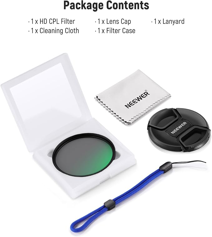 NEEWER 72mm CPL Filter with Lens Cap, Ultra Slim Multi Resistant Nano Coated - Image 8