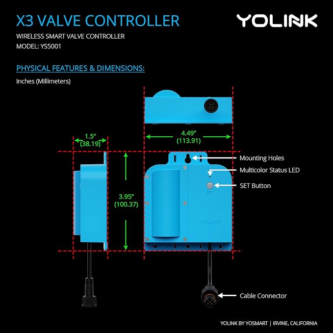 YoLink X3 Valve Controller Kit, LoRa Long Range, 10+ Year Lithium, D2D - Image 3