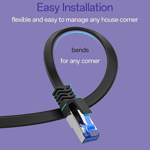 Cat8 Flat Ethernet Cable 35 FT Indoor & Outdoor, Invisable Ultra-Thin Ethernet - Image 5