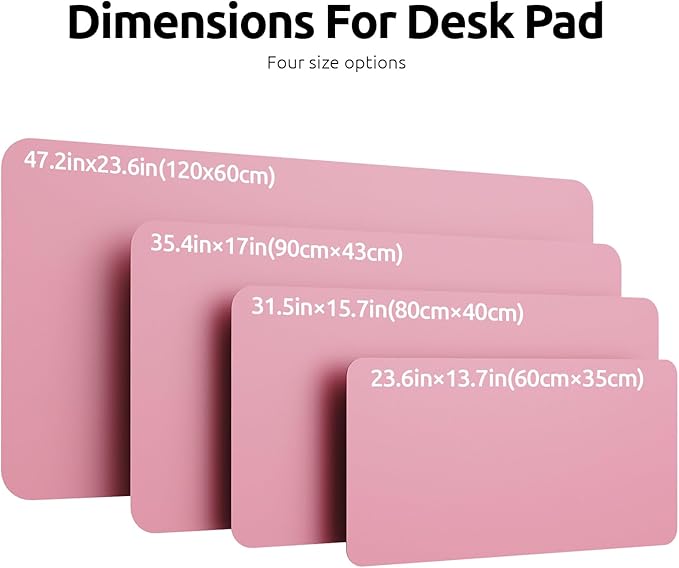 YSAGi Leather Desk Protector, Office Mat, Large Mouse Mat, Non-Slip PU Leather Blotter, Laptop Desk, Waterproof Writing Pad for Office and Home (Pink, 31.5" x 15.8")