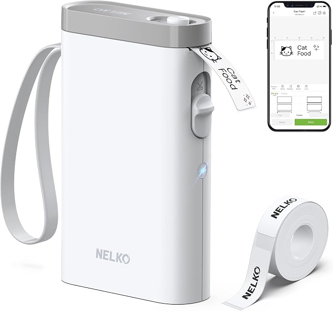 Nelko Label Maker Machine with Tape, P21 Bluetooth Label Printer, Wireless Mini by NELKO