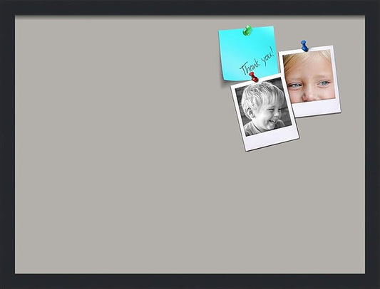 PinPix 23x17 Inch Cork Bulletin Board. This Decorative Framed Pin Board Comes with Dark Stone Design and a Satin Black Frame. Ideal for Home Office Decor or Message Board (PinPix-1808)