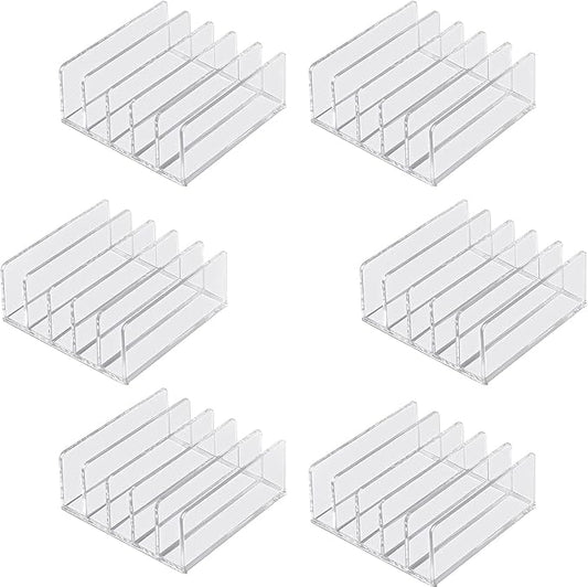 6Pack Acrylic Mail Organizer for Sorting Mail, Business Card, 5Slot Acrylic Mail Sorter for Desktop Shelf, Clear Bill Money Divider for Cash Envelope, Desk Organizer, Home and Office Use