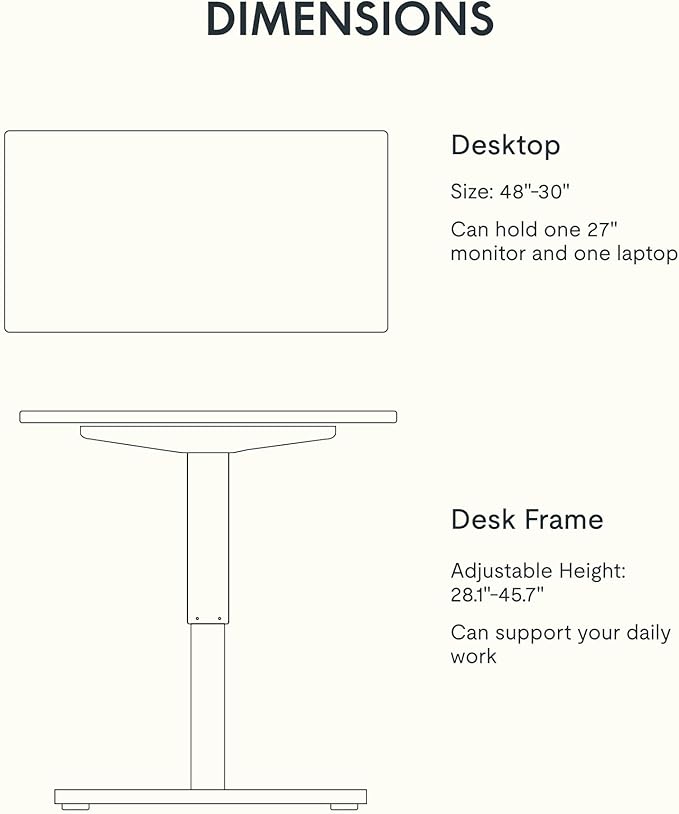 FLEXISPOT EN1 Whole-Piece Standing Desk - 48 x 30 Inches Electric Height Adjustable Sit Stand Desk (Black Frame + 48 in Mahogany Top, 2 Packages)