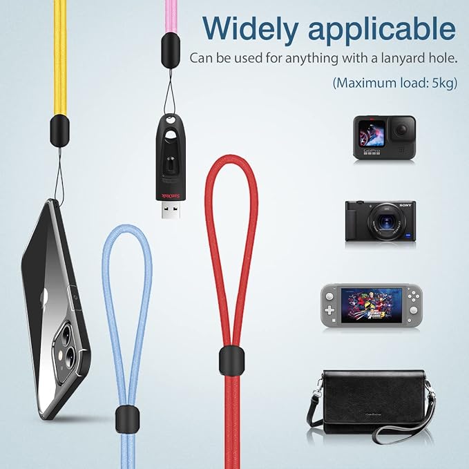 Hand Wrist Strap Lanyard, 6 Pack 9.5inch Adjustable Nylon Wristlet Straps - Image 5