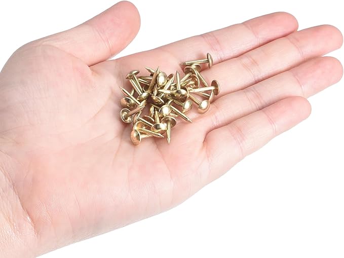 uxcell Upholstery Tacks Nail Pins Furniture, 100Pcs 6.4x13mm Thumb Tack Pins Assortment Kit Carbon Steel for Home Sofa DIY Decorative Nail Heads Nails, Gold