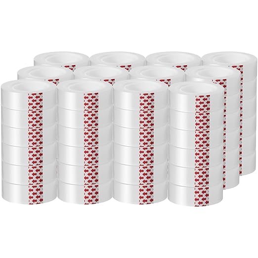 72 Rolls Clear Tape Refills, Bulk Transparent Tape for Dispensers, Stationery Gift Wrap Tape for School, Home, Office, High Viscosity, Odorless, 1 Inch Core, 3/4 x 800 inches