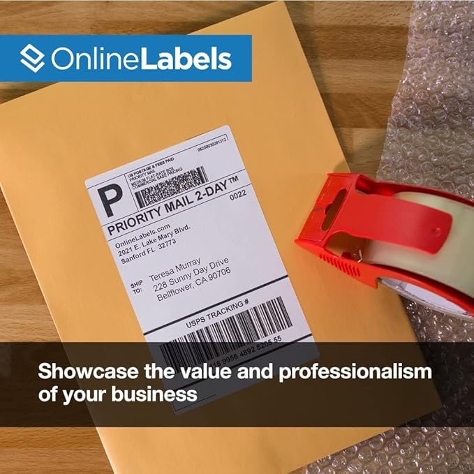 8.5 x 5.5 Half-Sheet Shipping Labels - Permanent, White Matte - for FBA, FedEx, UPS - Pack of 50 Labels, 25 Sheets - Inkjet/Laser Printers - Online Labels