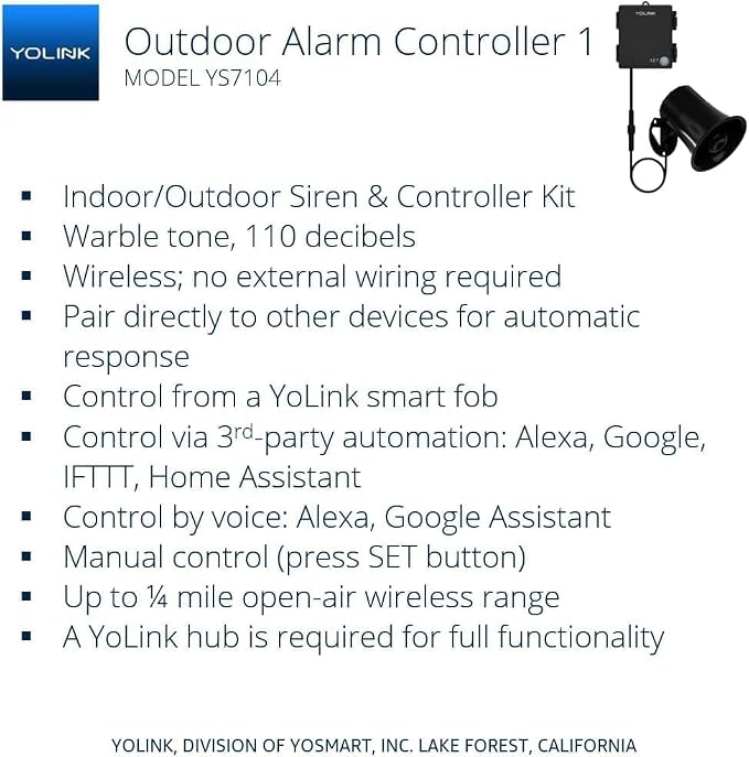 YoLink Hub, Outdoor Security Siren & Smart Alarm Controller and SirenFob Kit - Image 2