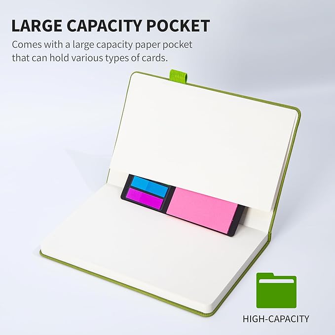 KaiRuiYing Lined Journal Notebook with Pen Holder, 160 Pages, 5.5'' × 8.6'' Medium Size A5-100 GSM Thick Paper, for Writing, Work, Office, Leather Hardcover