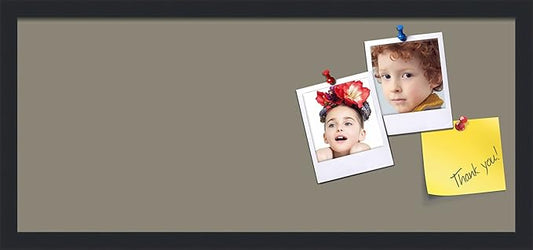 PinPix 28x12 Inch Cork Bulletin Board. This Decorative Framed Pin Board Comes with Pewter Design and a Satin Black Frame. Ideal for Home Office Decor or Message Board (PinPix-1812)