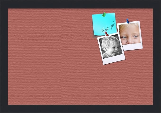 PinPix 18x12 Inch Cork Bulletin Board. This Decorative Framed Pin Board Comes with Crimson Pastel Design and a Satin Black Frame. Ideal for Home Office Decor or Message Board (PinPix-1807)