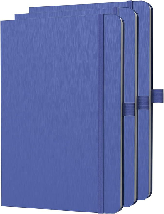 A5 Lined Journal Notebook, 7mm College Ruled Notepad, Journaling for Writing, Work, School, Travel and Note Taking, Hardcover 160 Pages (80 Sheets) 5.79 x 8.3 inches (3 Pack Blue)