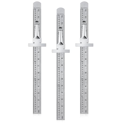 6 Inch 15 cm Pocket Ruler Flexible Precision Stainless Steel Ruler with Detachable Clips Stainless Steel Pocket Clip Scale Gauge Metric British System(3 Pieces)
