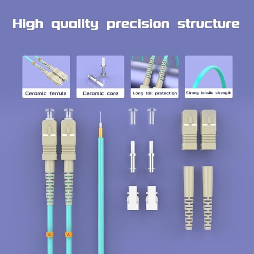SC/UPC to FC/UPC Fiber Patch Cable OM3 35Meter/115ft 10GB/Gigabit Multimode - Image 4
