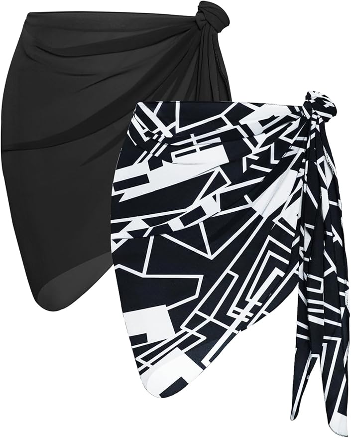 CHICGAL 2 Pieces Women Beach Sarong Bathing Suit Wrap Skirt Sheer Bikini by CHICGAL