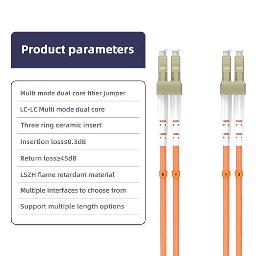 Om1 LC to LC Fiber Patch Cable, 1.8M/5.9FT Multimode Duplex 62.5/125µm Fiber - Image 4