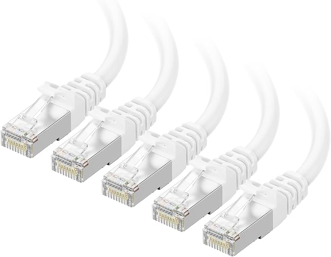 Cable Matters 10Gbps 5-Pack Snagless Short Shielded Cat 6A Ethernet Cable - 1ft by CableMatters