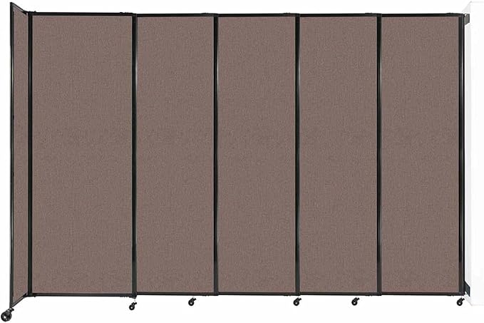 Wall-Mounted Sliding StraightWall Room Divider | Adjustable Widths | Locking Wheels | Room Separator | Up to 11'3" Wide x 7'6" Tall Latte Fabric Panels