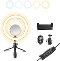 10" Desk Ring Light with Stable Tripod & Interchangeable Makeup Mirror/Phone by SHSYLVSEZM
