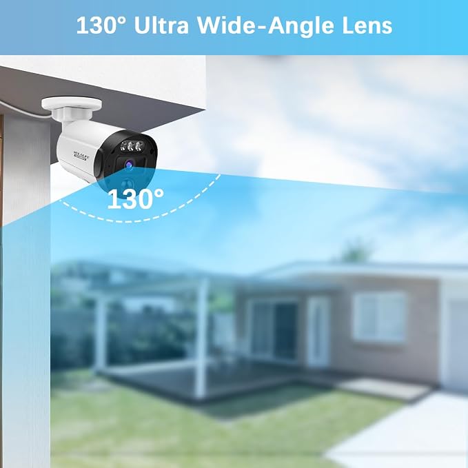 【130° Ultra Wide-Angle & 2-Way Audio】 Outdoor Wired Security Camera System - Image 3