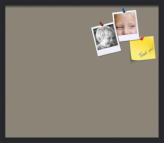 PinPix 28x24 Inch Cork Bulletin Board. This Decorative Framed Pin Board Comes with Pewter Design and a Satin Black Frame. Ideal for Home Office Decor or Message Board (PinPix-1812)