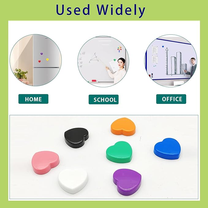 Fridge Magnets Refrigerator Magnets, 30 Pcs Magnet Small Magnets Strong Magnets Heavy Duty Magnets for Whiteboard, Colorful Mini Cute Magnets for Fridge Locker Kitchen Office (10 Colors, Heart)