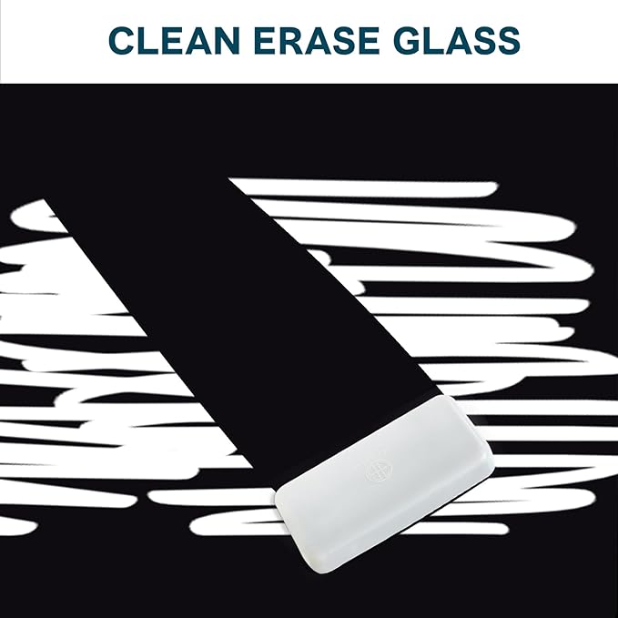 J&J worldwide Glass Whiteboard 6' x 4', Magnetic Black Glass Dry Erase Board, Black White Board Frameless, Includes Markers, Magnets, Marker Tray, Eraser for Wall, Office, Home, School