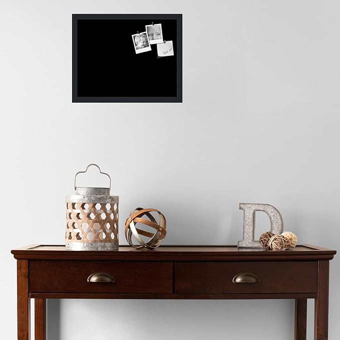 PinPix 18x14 Inch Cork Bulletin Board. This Decorative Framed Pin Board Comes with Solid Black Design and a Satin Black Frame. Ideal for Home Office Decor or Message Board (PinPix-622)