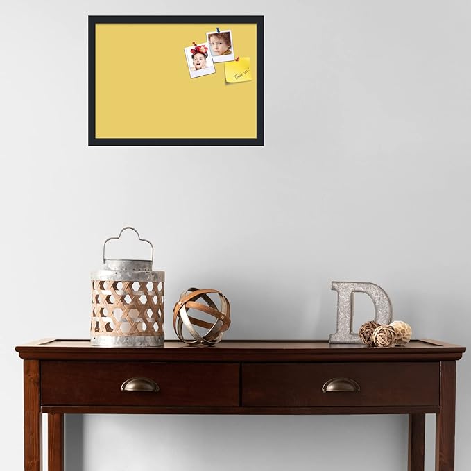 PinPix 21x15 Inch Cork Bulletin Board. This Decorative Framed Pin Board Comes with Honey Pastel Design and a Satin Black Frame. Ideal for Home Office Decor or Message Board (PinPix-1810)