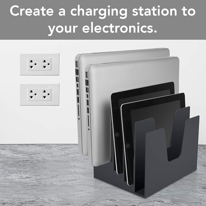 Acrimet 5 Section Incline File Sorter Organizer, Mail, Folder, Letter Desk Organizer, Rack for Office Organization Desktop (Plastic) (Black Color)