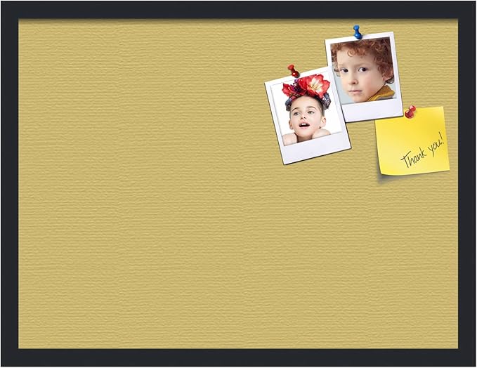PinPix 24x18 Inch Cork Bulletin Board. This Decorative Framed Pin Board Comes with Honey Pastel Design and a Satin Black Frame. Ideal for Home Office Decor or Message Board (PinPix-1810)