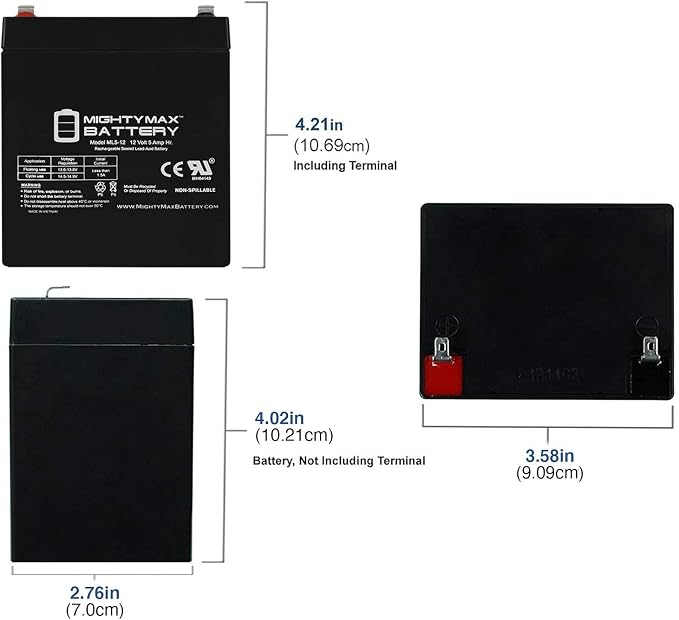 Mighty Max Battery ML5-12 -12V 4.5Ah Home Alarm Security System SLA Battery - Image 2