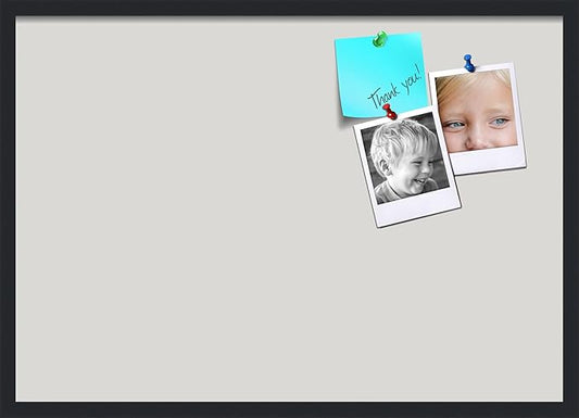 PinPix 34x24 Inch Cork Bulletin Board. This Decorative Framed Pin Board Comes with Light Stone Design and a Satin Black Frame. Ideal for Home Office Decor or Message Board (PinPix-1809)