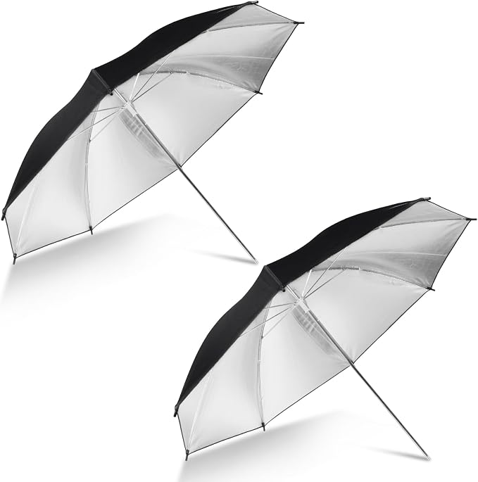 33" Black/Silver Reflector Umbrella Kit, Photography Umbrella Lighting Reflector by Hahawalker