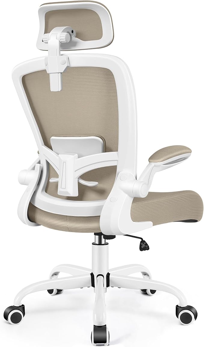 FelixKing Ergonomic Office Chair, Headrest Desk Chair Office Chair with Adjustable Lumbar Support, Home Office Swivel Task Chair with High Back and Armrest, Adjustable Height Gaming Chair(Khaki)