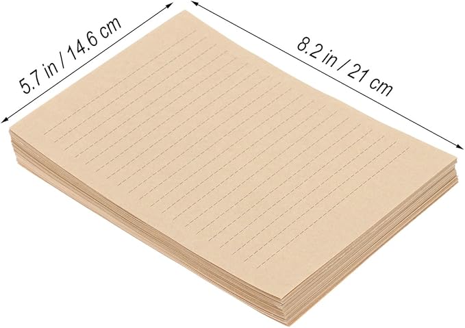 100Pcs Vintage Kraft A5 Lined Letter Paper Retro Writing Paper for Home Office Stationary1