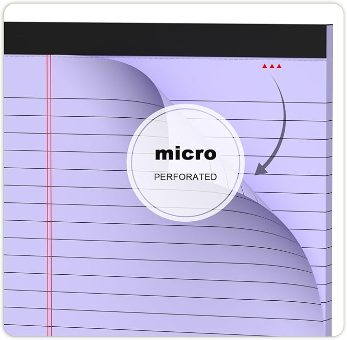 6pcs Small Legal Pad 5x8 College Ruled Purple Legal Pads Notepads 6 Pack Study Back Writing Pads 5 x 8 Perforated Narrow Ruled Pads of Paper Purple