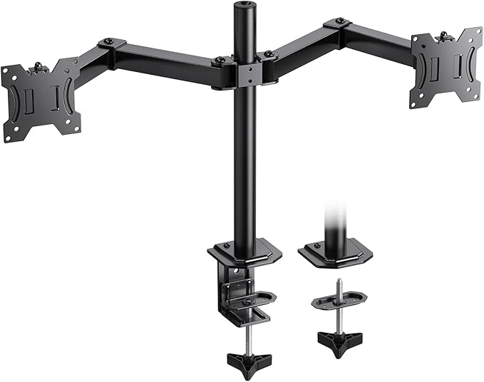 HUANUO Dual Monitor Mount for 2 Monitors up to 30 inches, Heavy Duty Dual Monitor Stand Holds up to 22 lbs, Dual Monitor Arm with Height Adjustable Tilt Swive Rotate, VESA Hole 75mm or 100mm
