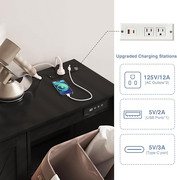 20 Gallon Tilt Out Trash Cabinet, Kitchen Trash Can Cabinet w/Negative ion and deodorizing Function, Dog Proof Garbage Can Cabinet for Kitchen, Bathroom, Living Room, Black