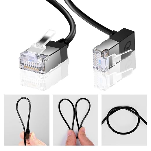 Ultra Thin Cat 6 Ethernet Cable 90° Downward Angle 30 Feet, Flexible & Slim - Image 3