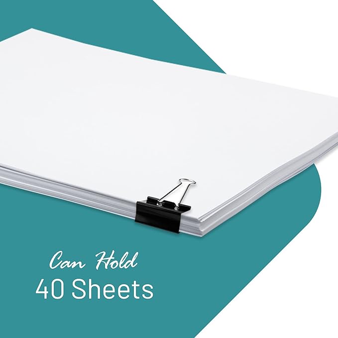 Binder Clips - 144 Small Binder Clips, 0.75 Inch Black Paper Clamps, File Clip for Home, Office and School Supplies