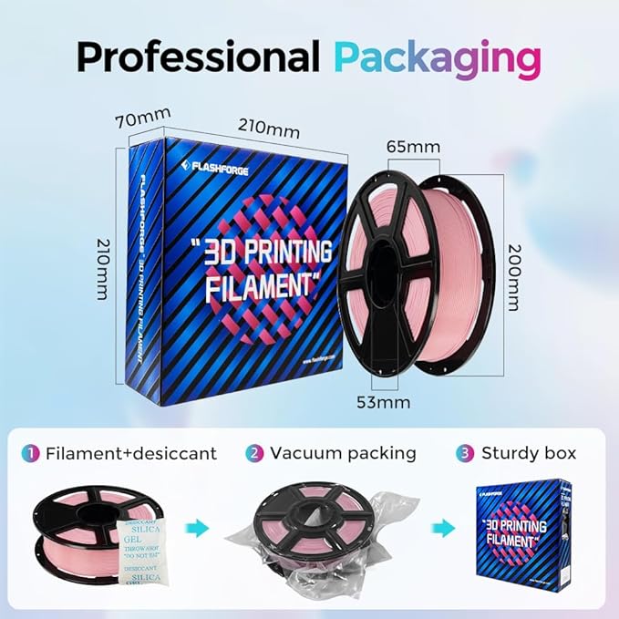 FLASHFORGE Rapid PLA Filament 1.75mm, High Flow Speedy 3D Printer Filament, Experience Exceptional Performance with 500mm/s High-Speed Printing, Neatly Wound & Top-Notch Filament (Light Pink)